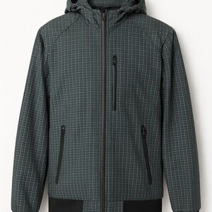 Men's Dark Green Checkered Windbreaker/Raincoat